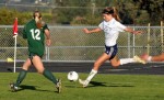 Natalie_Klapp Chargers freshman Natalie Klapp sets up to cross the ball into the middle from the right corner.