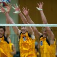 UCSB_VB_Frame Gaucho blockers at the net.