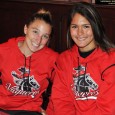 SBCC_softball SBCC softball players Bryn Thompson, left, and Alyse Harris, right, at Monday's luncheon. Harris was voted Female Athlete of the Week.