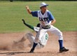 Justin_Lucchesi Cate second baseman Justin Lucchesi avoids the baserunner to make a throw to first base.
