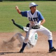 Justin_Lucchesi Cate second baseman Justin Lucchesi avoids the baserunner to make a throw to first base.
