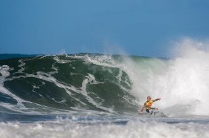 HALEIWA, HI - The first event of the Van Triple Crown is in action. San Clemente's Tanner Gudauskas (pictured) advanced through to the next round of the REEF Hawaiian Pro in his quest to qualify for next year's WCT Tour.. (Photo by Kelly Cestari/ASP/CI via Getty Images)