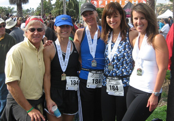 Randy Weiss with friends after the Santa Barbara International Marathon.