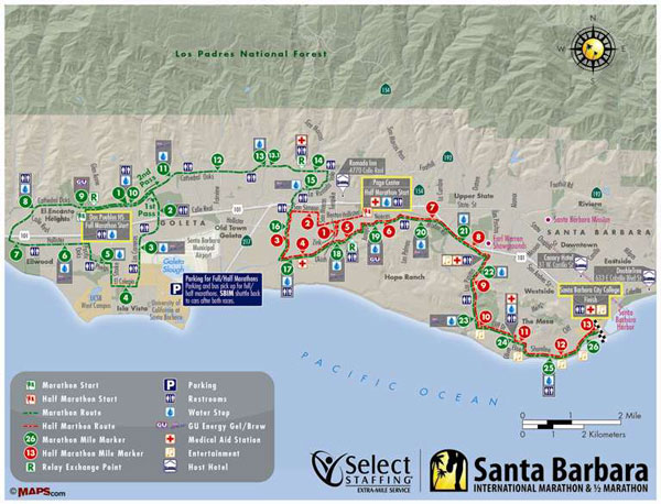 2011 Santa Barbara Marathon Course Map