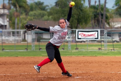Freshman left-hander Victoria Lucido pitched two innings for the Vaqueros.