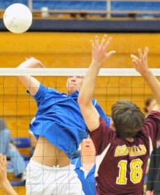 Max Wilson of San Marcos delivers a spike during Saturday's Dos Pueblos Invitational.