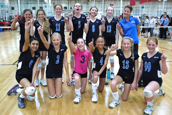 The 12-Blue team from Santa Barbara Volleyball Club