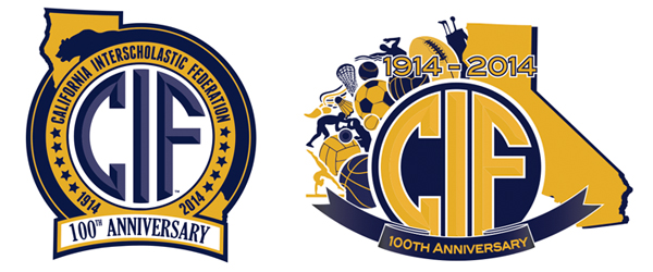 The new CIF logo created by Vasquez (left). Carpinteria's Erin Callaway's 3rd place design (right). 