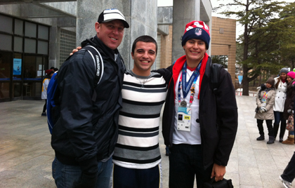 Aaron Brown, left, Giordano, center, and Abraham, right, on their trip to Korea