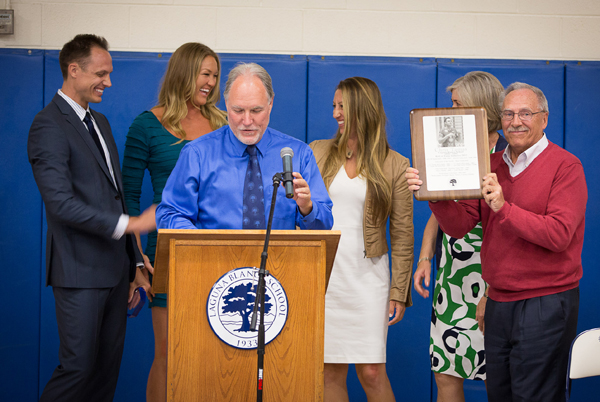 Chris Tamas and his family celebrate his induction into the Laguna Blanca Hall of Fame