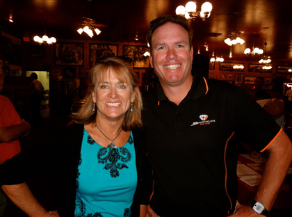 Laurie and past president Rich Hanna at Harry's Plaza Cafe to host dozens of local student-athletes at one of the weekly press luncheons. (Randy Weiss Photo)