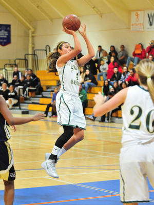 Amber Melgoza takes a jump shot in the lane on Saturday.
