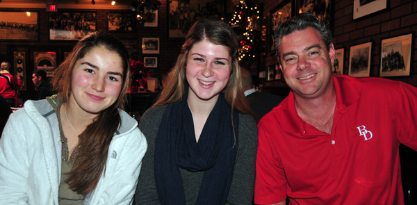 Bishop Diego girls basketball players Jordyn Lilly and Colleen Duley, with head coach Jeff Burich.