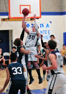 Andrew Vignolo of Laguna Blanca goes up for a shot during the Owls' first-round playoff win.