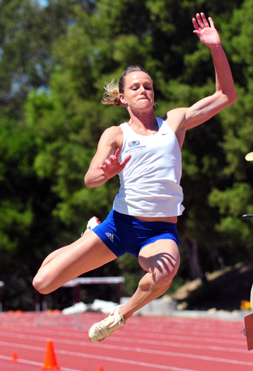 Lindsay Schwartz of Santa Barbara Track Club finished second in the long jump. (Presidio File Photo)