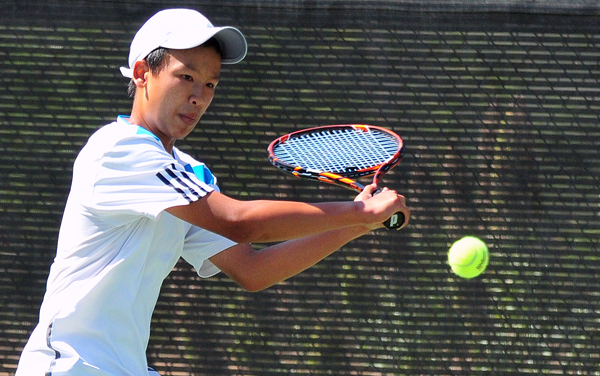 Cate freshman Kevin Ha won his opening set on Wednesday.