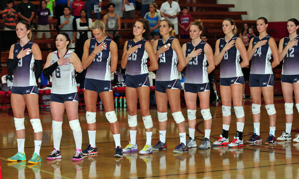 The U.S. women's national volleyball team wore the USA uniform in a match for the first time in 2014 at SBCC.