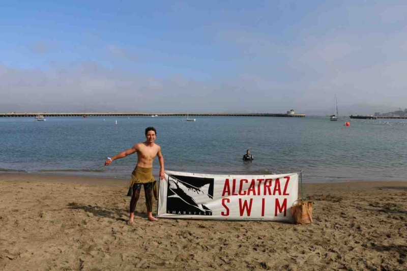 Kyle Voulgaris completed his fourth  Sharkfest swim.