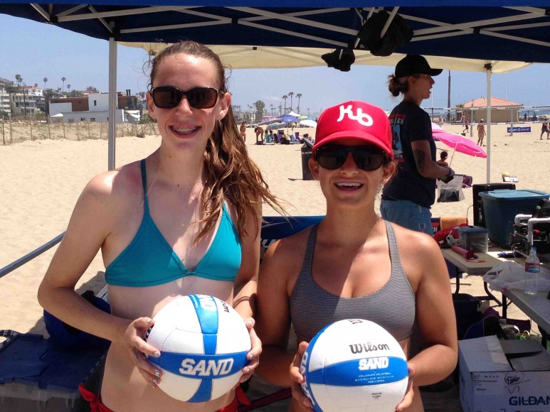 Isabel Bassi, right, of San Marcos High, teamed with Molly Feldmeth of South Pasadena to win the CBVA Playa del Rey Women's Unrated Tournament.