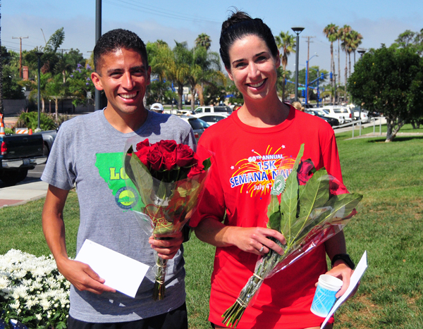 Curly Guillen, left, and Annie O'Donnell, right, were fastest at the 60th Semana Nautica 15k.