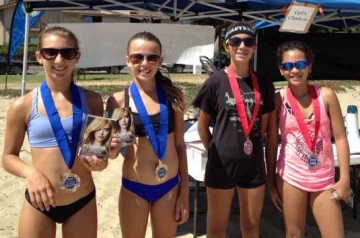 In the G12U final, team of  Mikayla Diamond, left, and Ivana Rusich defeated Noelle Blumel and Caihannah-Jane Catabona. 