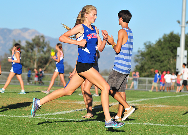 Erica Schroeder races to the finish line on Wednesday.