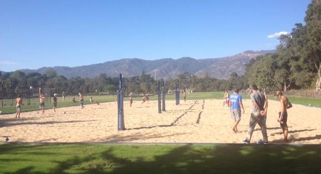 Laguna Blanca School played its first match on its on-campus sand volleyball courts.