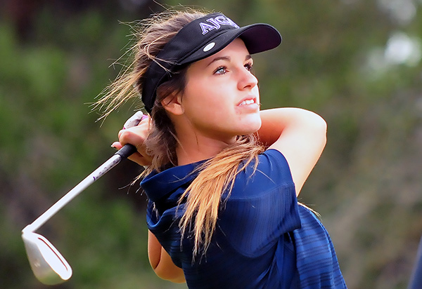 Dos Pueblos freshman Bella Vigna, pictured, and Megan Caird led the Chargers on Tuesday at Glen Annie Golf Course. (Presidio Sports Photos) 