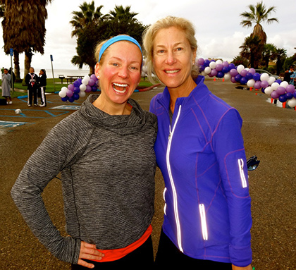 Local fitness personality Jenny Schatzle (left) with Julie Capritto, DVS Board President