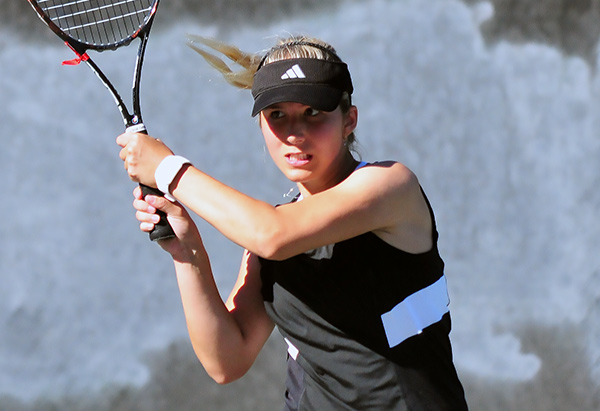 SBCC's Marcela Massaglia swept singles and doubles matches on Tuesday.
