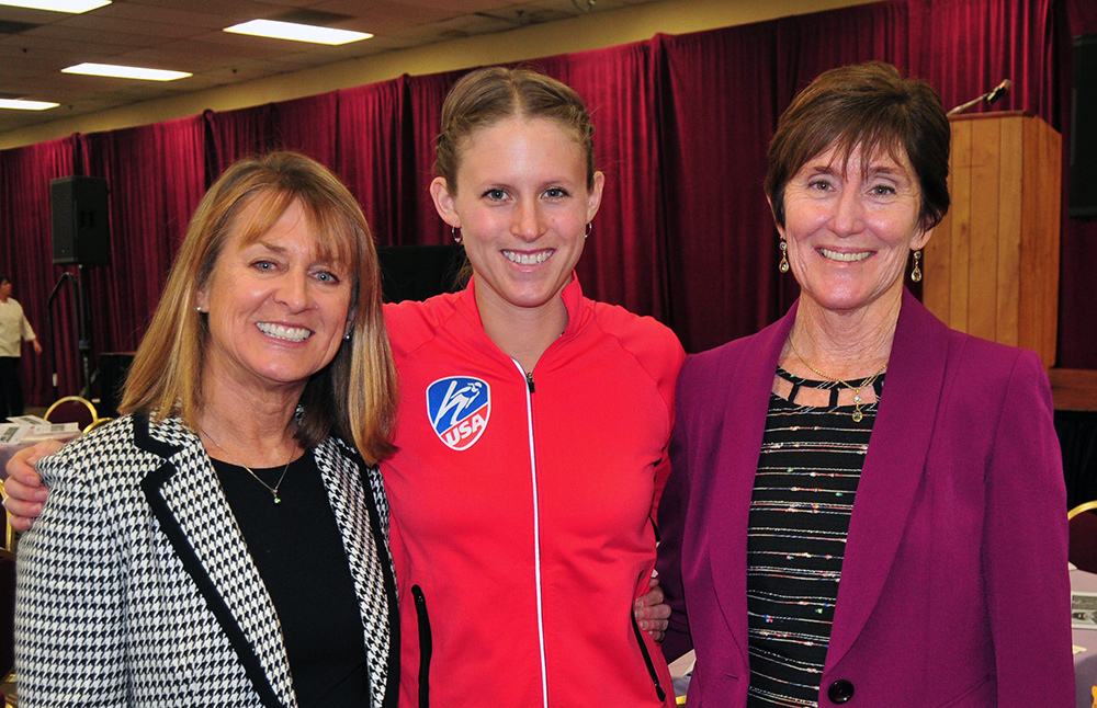 Santa Barbara Athletic Round Table president Laurie Leighty, left, Alissa Johnson, center, and WISL committee chair Catharine Manset.