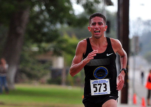 Ramiro Guillen, pictured here at last year's 4th of July 15k in Santa Barbara, placed 18th overall at Sunday's Los Angeles Marathon. (Presidio Sports Photo)