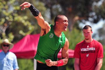 Olympic decathlon champion and world record holder Ashton Eaton competed in the shot put and long jump on Friday.
