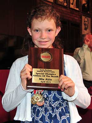 Mia Able, the Special Olympics Athlete of the Month.
