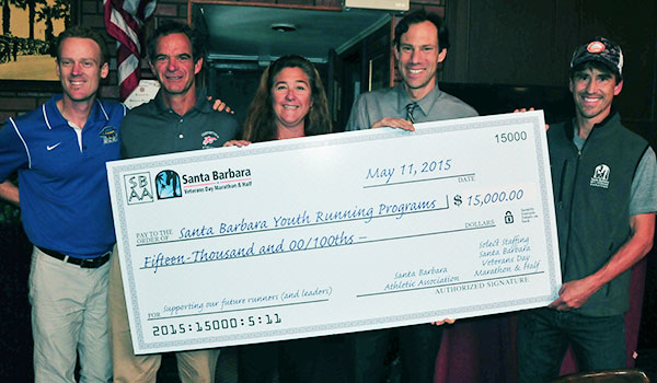 The Santa Barbara Athletic Association presented a check for $15,000 to the high school track and running programs.