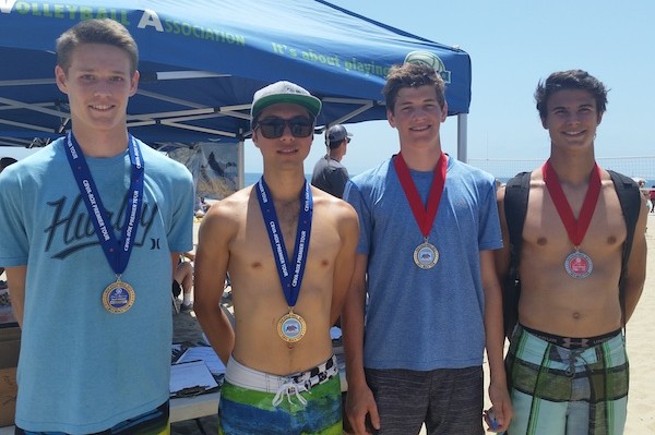 The team of Henry Hancock, left, and Baron Mainz defeated Cooper Johnson and Rowan Peake in the Boys 18U final. All four players are teammates at Santa Barbara High.
