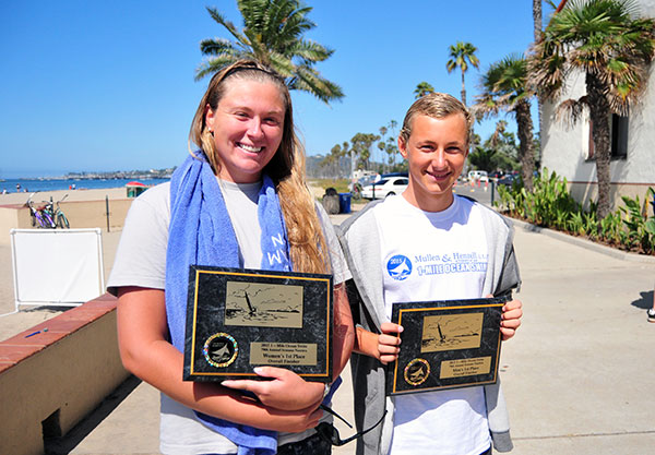  Courtney Weigand, left, and  Taylor Steffen were the winners of the Mullen and Henzell 1-mile ocean swim at Semana Nautica.