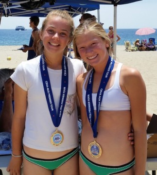 Paige Doughty, left and Tiffany Medel won the Girls 12U title.