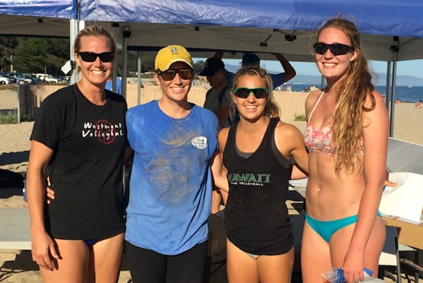 The all-local final featured, from left, Patti Cook and Dana Kabashima against Katie Spieler and Torrey Van Winden. Spieler-Van Winden won the title in three sets.