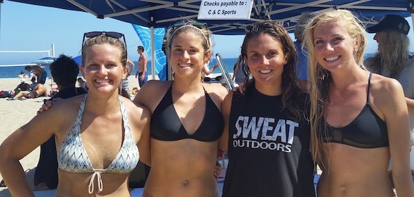 Krista Nightengale, left and Leah Russell won the Women's Unrated tourney over Jessie Hernanez and Kelsey Mollick.