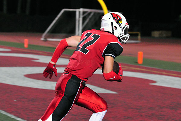 Bishop Diego's Dylan Street runs into the end zone untouched for the Cardinals' first touchdown. (Presidio Sports Photos)