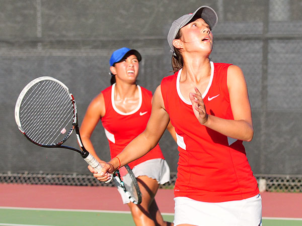 Sarah Yang, foreground, and doubles partner Renee Handley haven't loss a set this season together. (John Dvorak/Presidio Sports Photo)