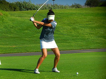 Carolin Chang takes a swing on Monday. (SBCC Photo)